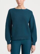 Women's Blue Point Links Sweater with Boat Neckline in a Wool and Angora Blend - Ragno