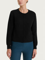Punto Links Short Cardigan in a Nero Wool and Angora Blend for Women - Ragno