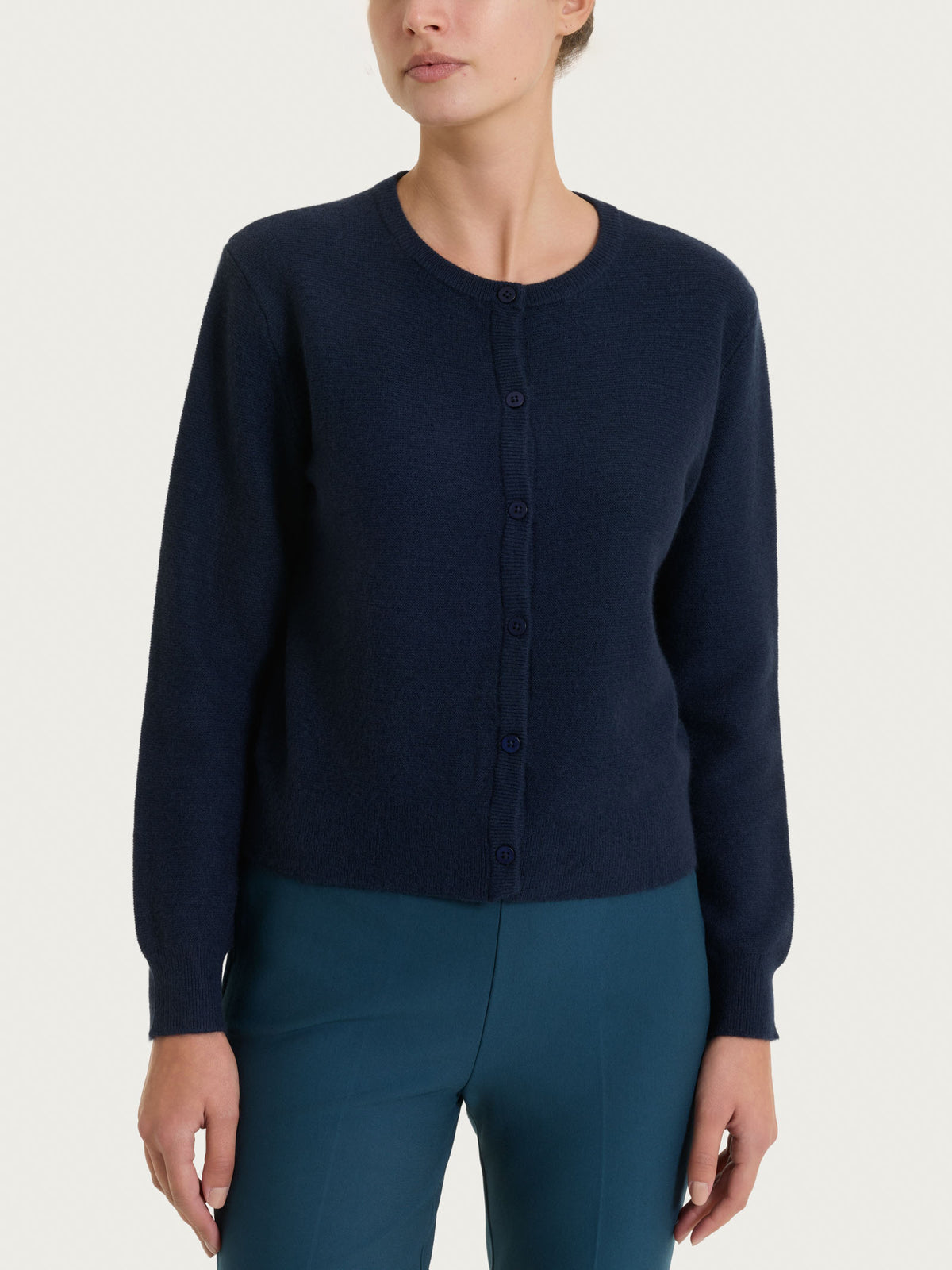 Cardigan corto Punto Links in misto Lana e Angora Blu Donna - Ragno