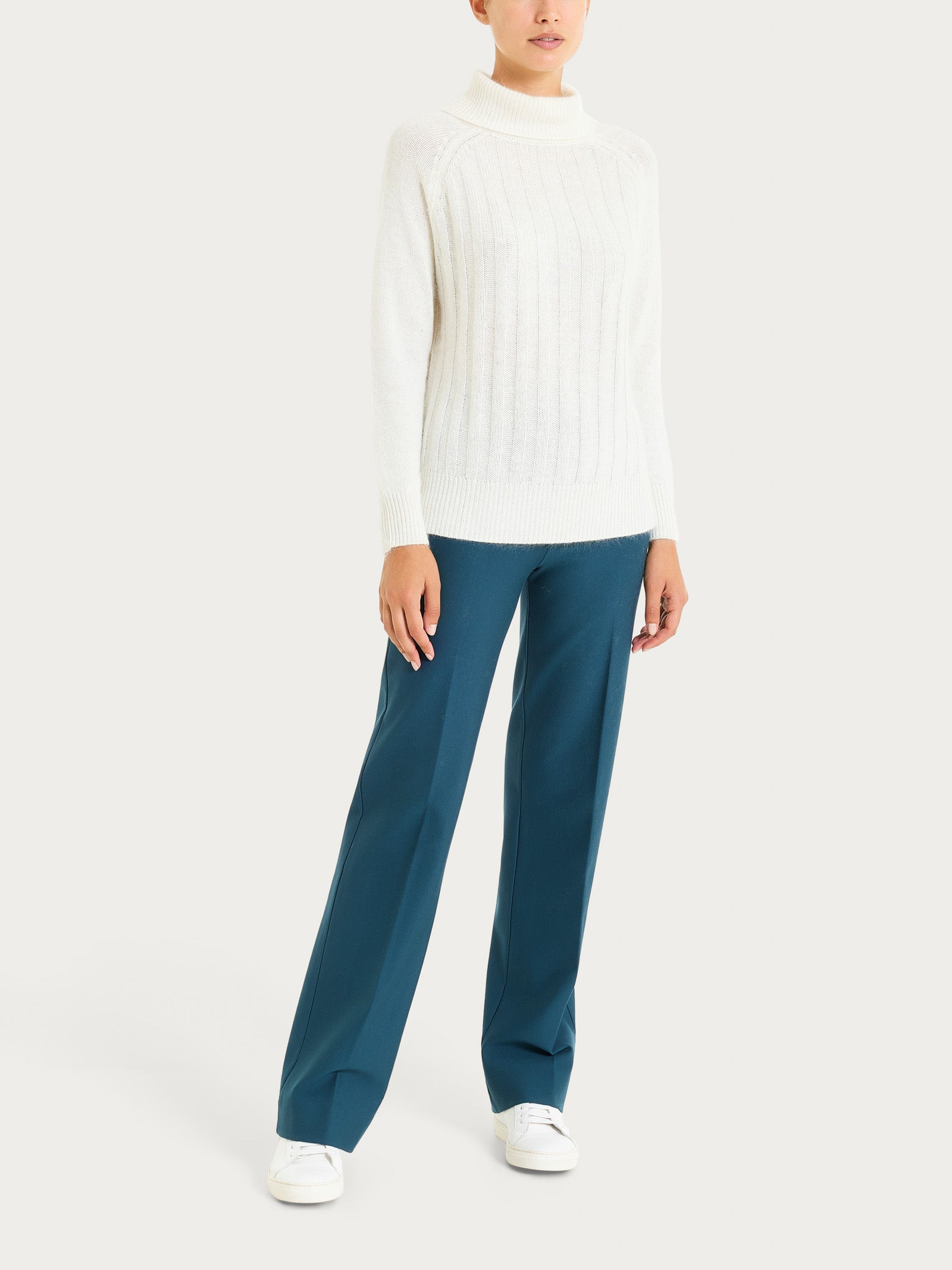 Dolcevita con coste in Natural Soft  Bianchi Donna - Ragno