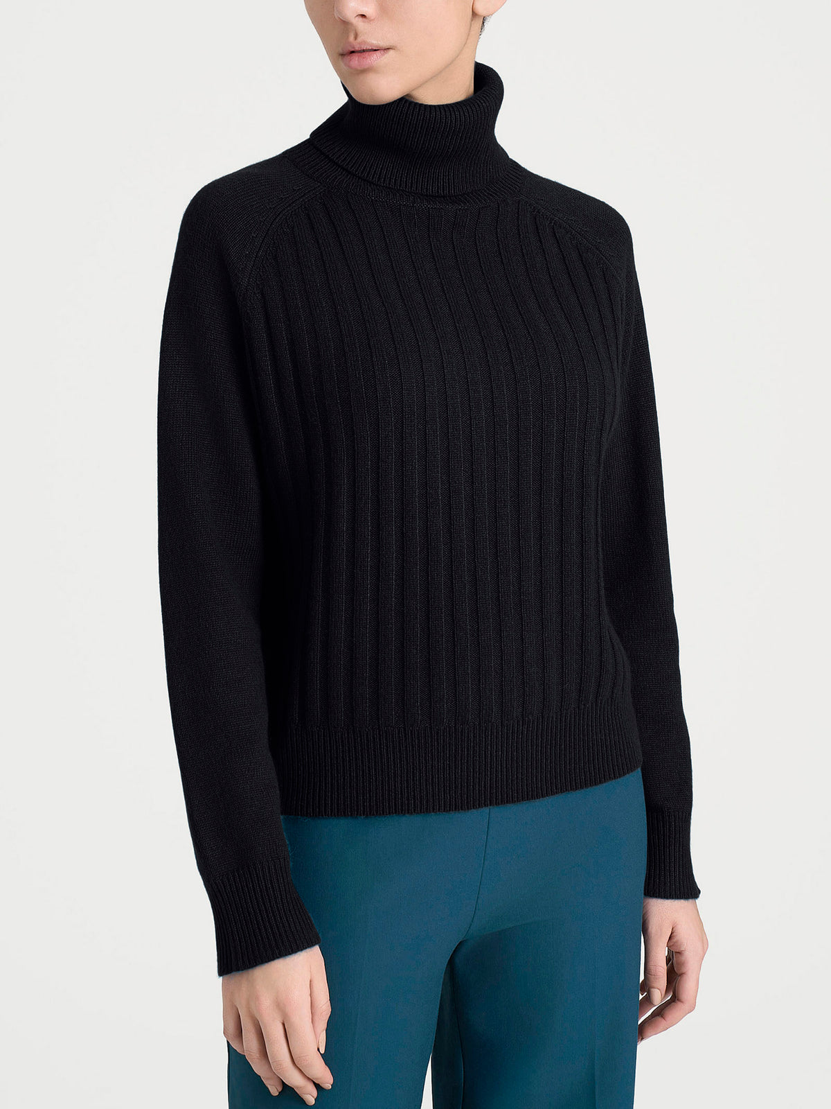 Dolcevita con coste in misto Lana e Angora Neri Donna - Ragno