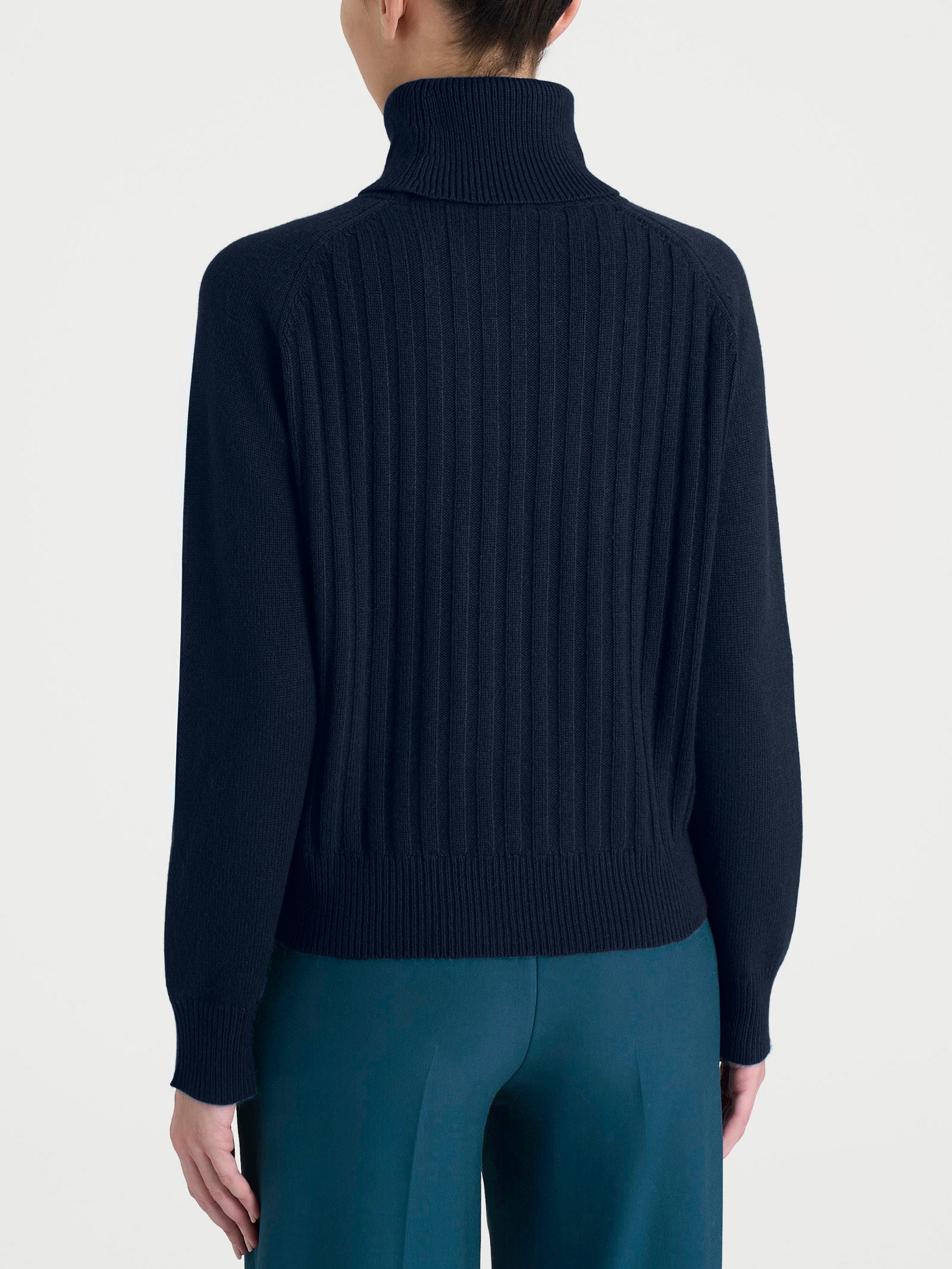 Dolcevita con coste in Natural Soft  Blu Donna - Ragno