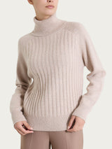 Dolcevita con coste in Natural Soft  Grigi Donna - Ragno