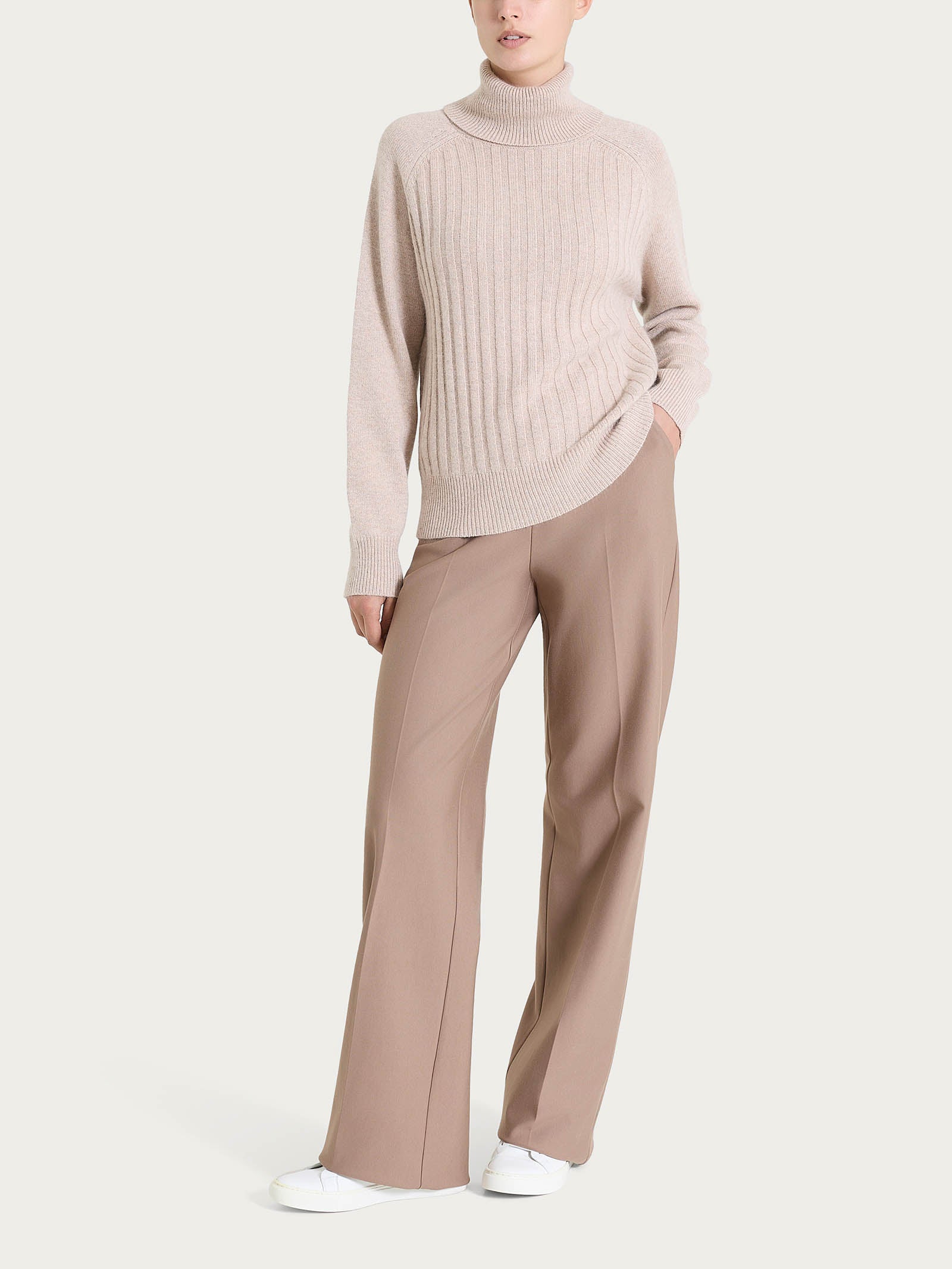 Dolcevita con coste in Natural Soft  Grigi Donna - Ragno