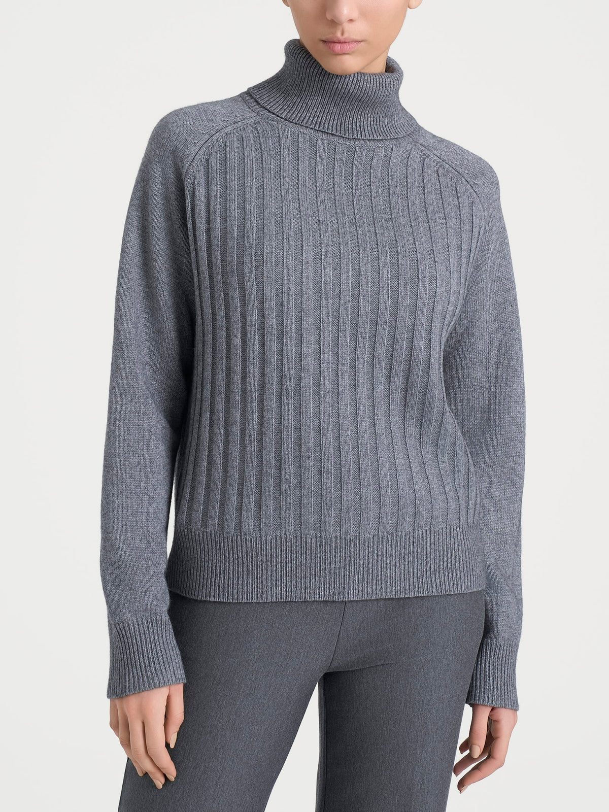 Dolcevita con coste in misto Lana e Angora Neri Donna - Ragno