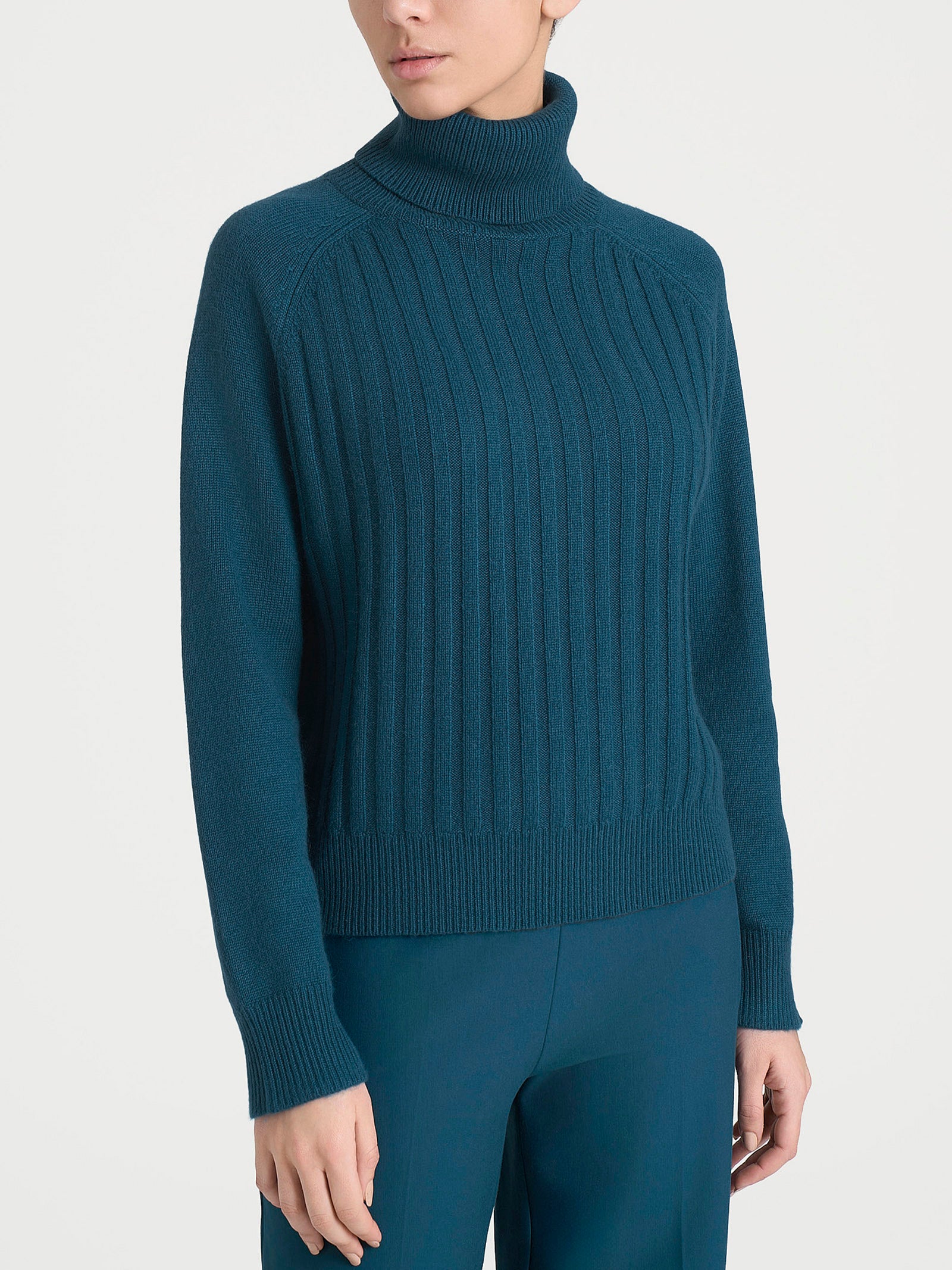 Dolcevita con coste in Natural Soft  Blu Donna - Ragno