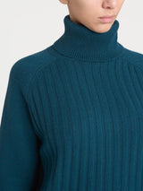 Dolcevita con coste in Natural Soft  Blu Donna - Ragno