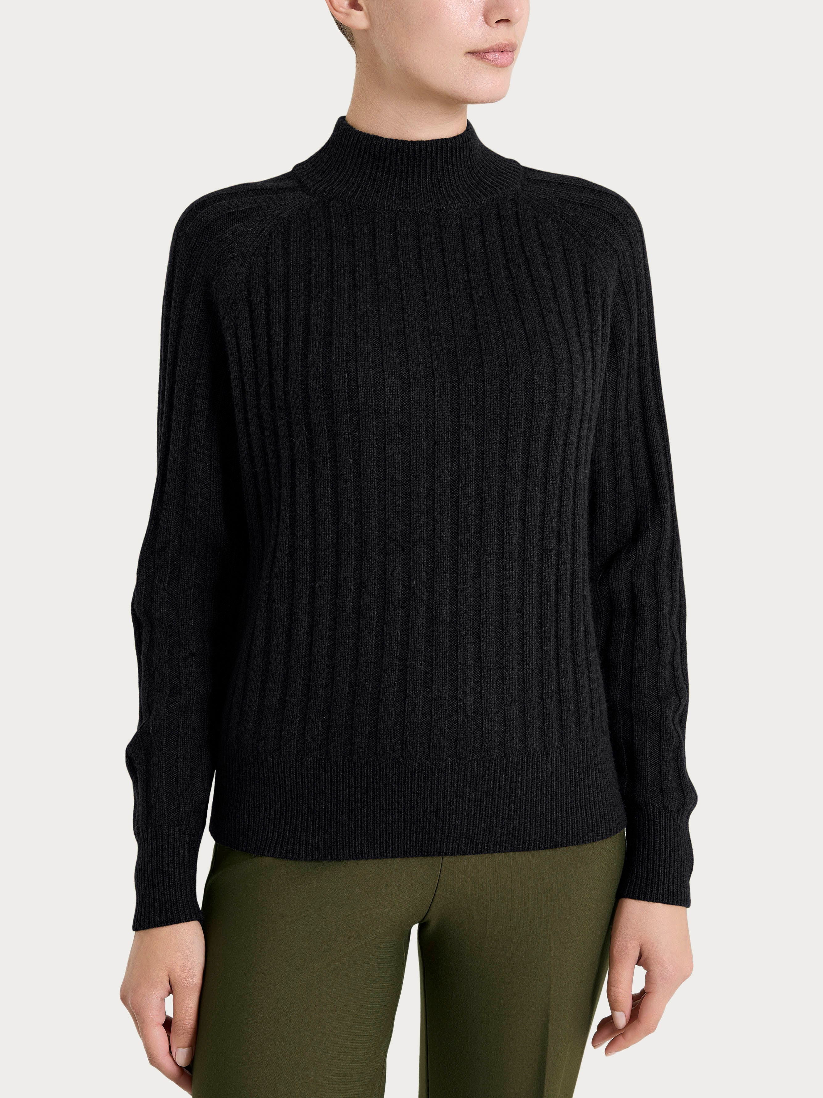 Lupetto con coste in Natural Soft  Neri Donna - Ragno