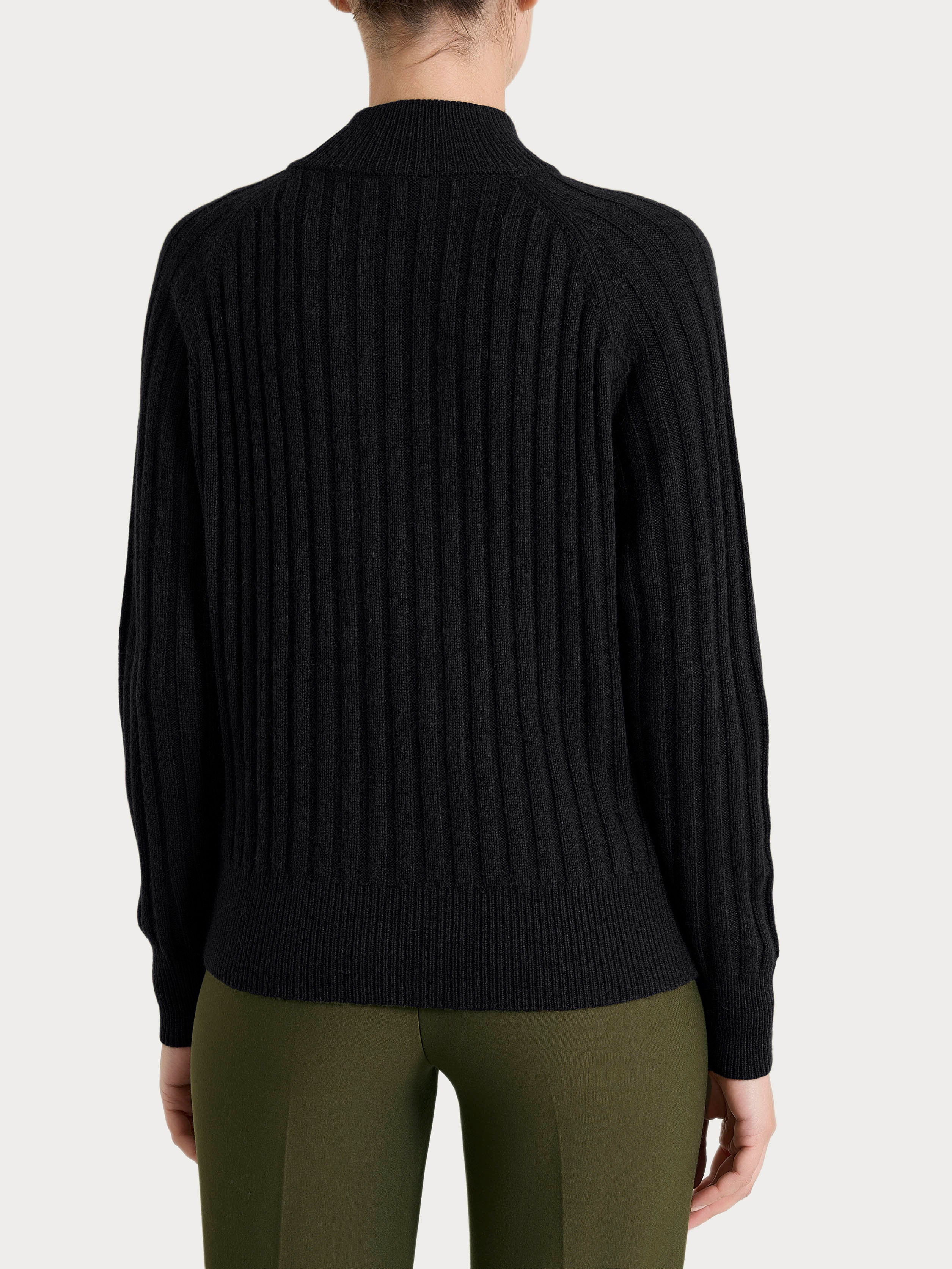 Lupetto con coste in Natural Soft  Neri Donna - Ragno