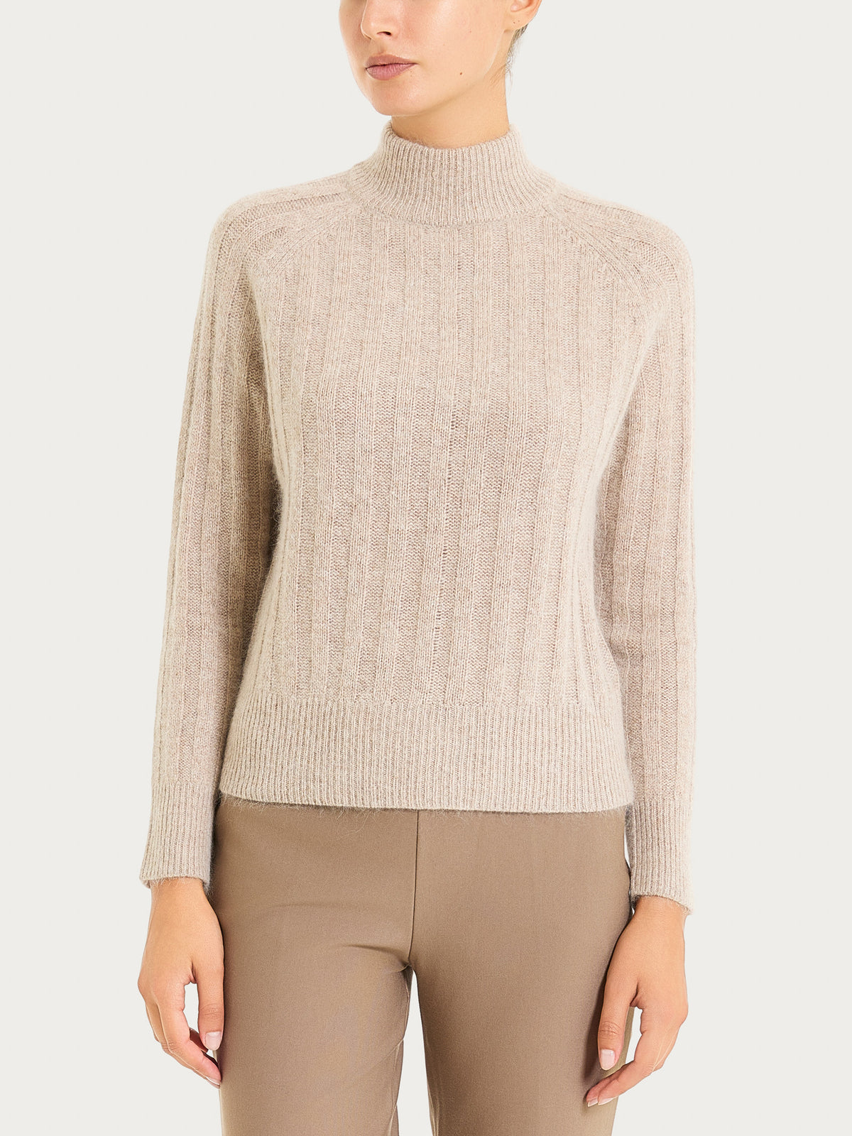 Lupetto con coste in misto Lana e Angora Grigi Donna - Ragno