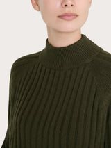 Lupetto con coste in Natural Soft  Verdi Donna - Ragno