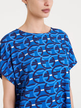 Maglietta girocollo con geometric pattern in Viscosa Summer  Blu Donna - Ragno