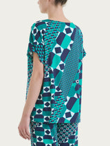 Maglietta girocollo con geometric pattern in Viscosa Summer  Blu Donna - Ragno