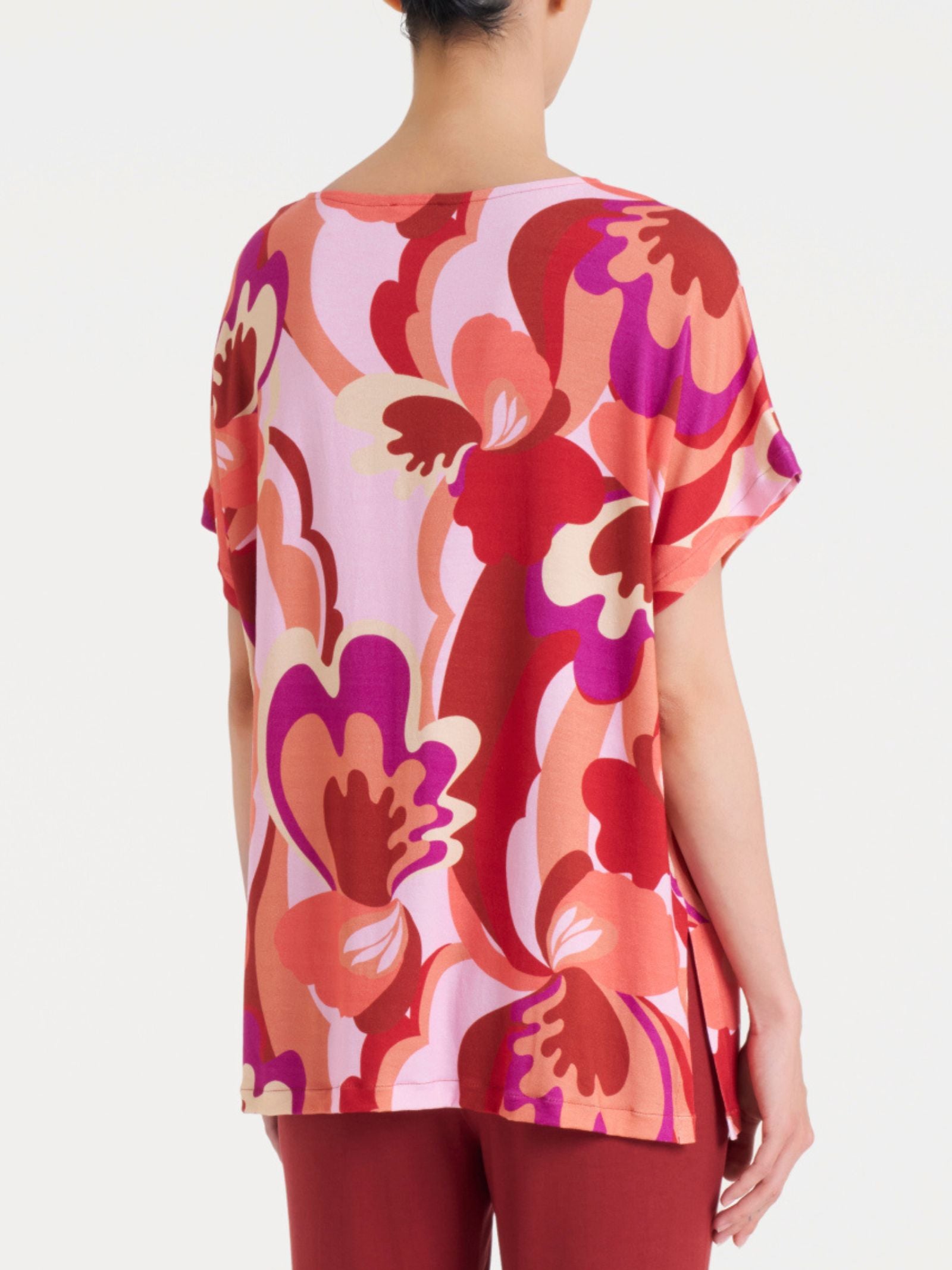 Maglietta girocollo con geometric pattern in Viscosa Summer  Rossi Donna - Ragno