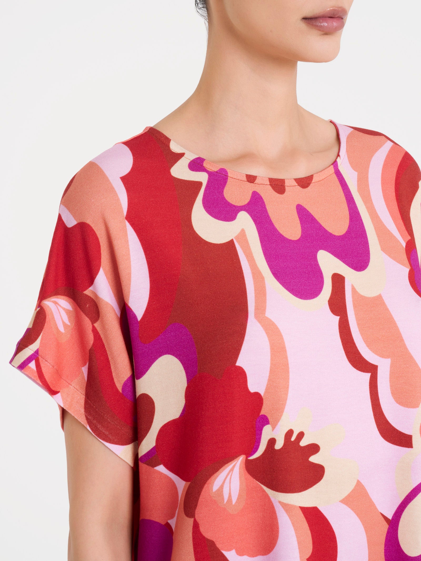 Maglietta girocollo con geometric pattern in Viscosa Summer  Rossi Donna - Ragno