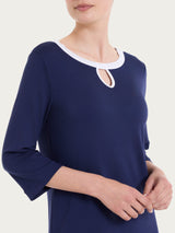 Abito con scollo a goccia in Viscosa Summer  Blu Donna - Ragno