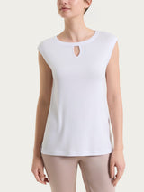 Women's Summer Bianco Viscosa Drop Neck Top - Ragno