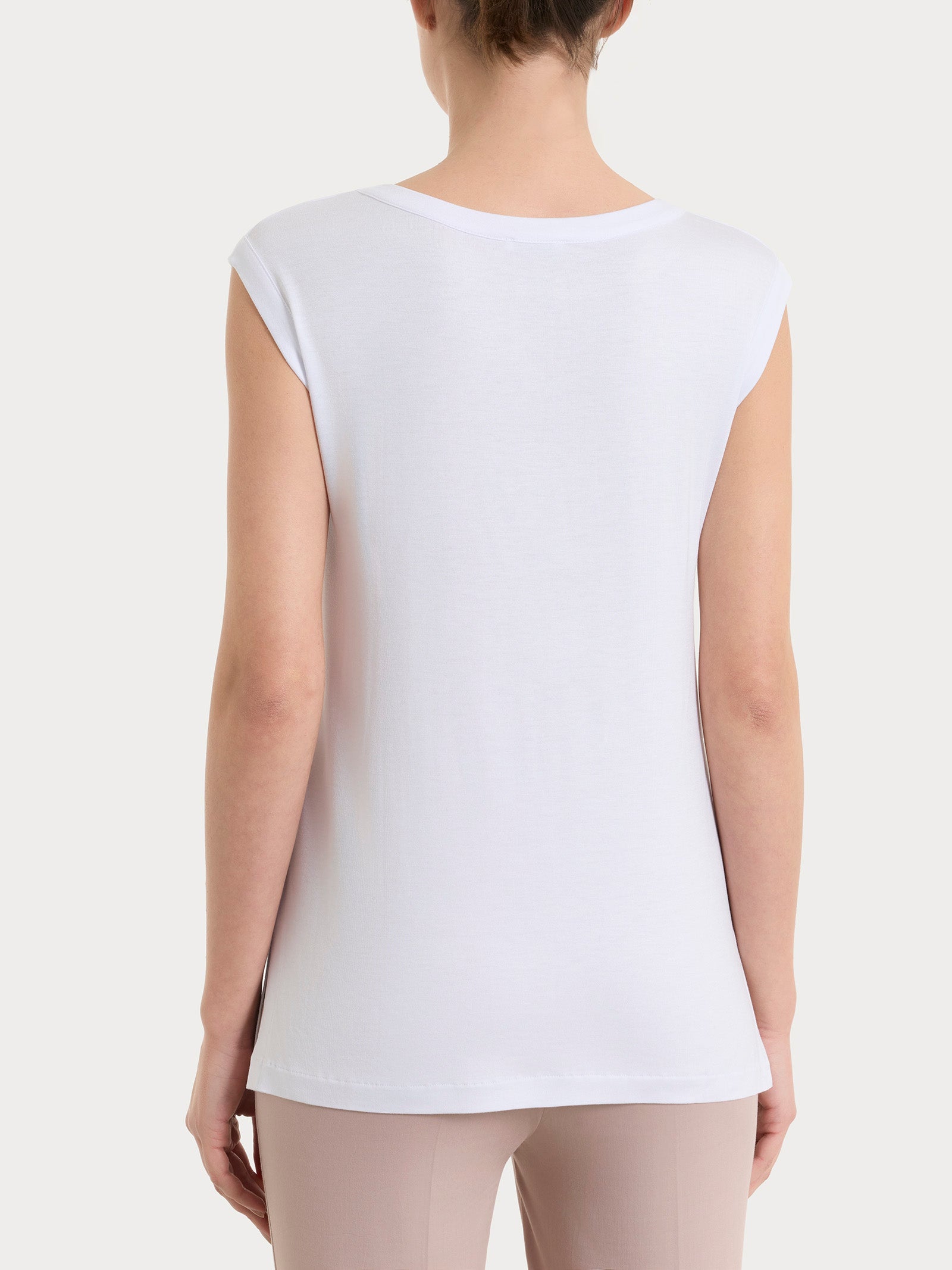 Women's Summer Bianco Viscosa Drop Neck Top - Ragno