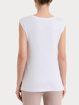 Women's Summer Bianco Viscosa Drop Neck Top - Ragno