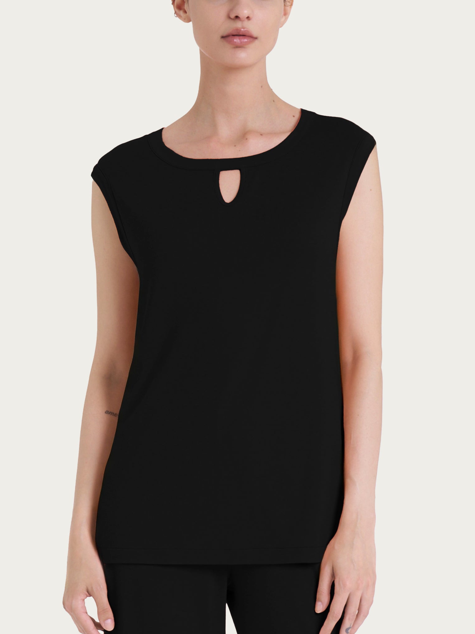 Top con scollo a goccia in Viscosa Summer  Neri Donna - Ragno