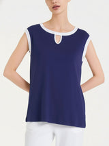 Top con scollo a goccia in Viscosa Summer  Blu Donna - Ragno
