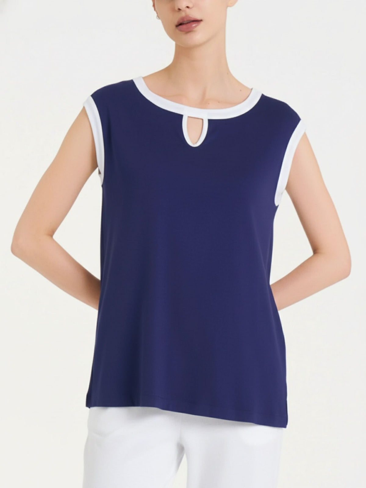 Top con scollo a goccia in Viscosa Summer  Blu Donna - Ragno