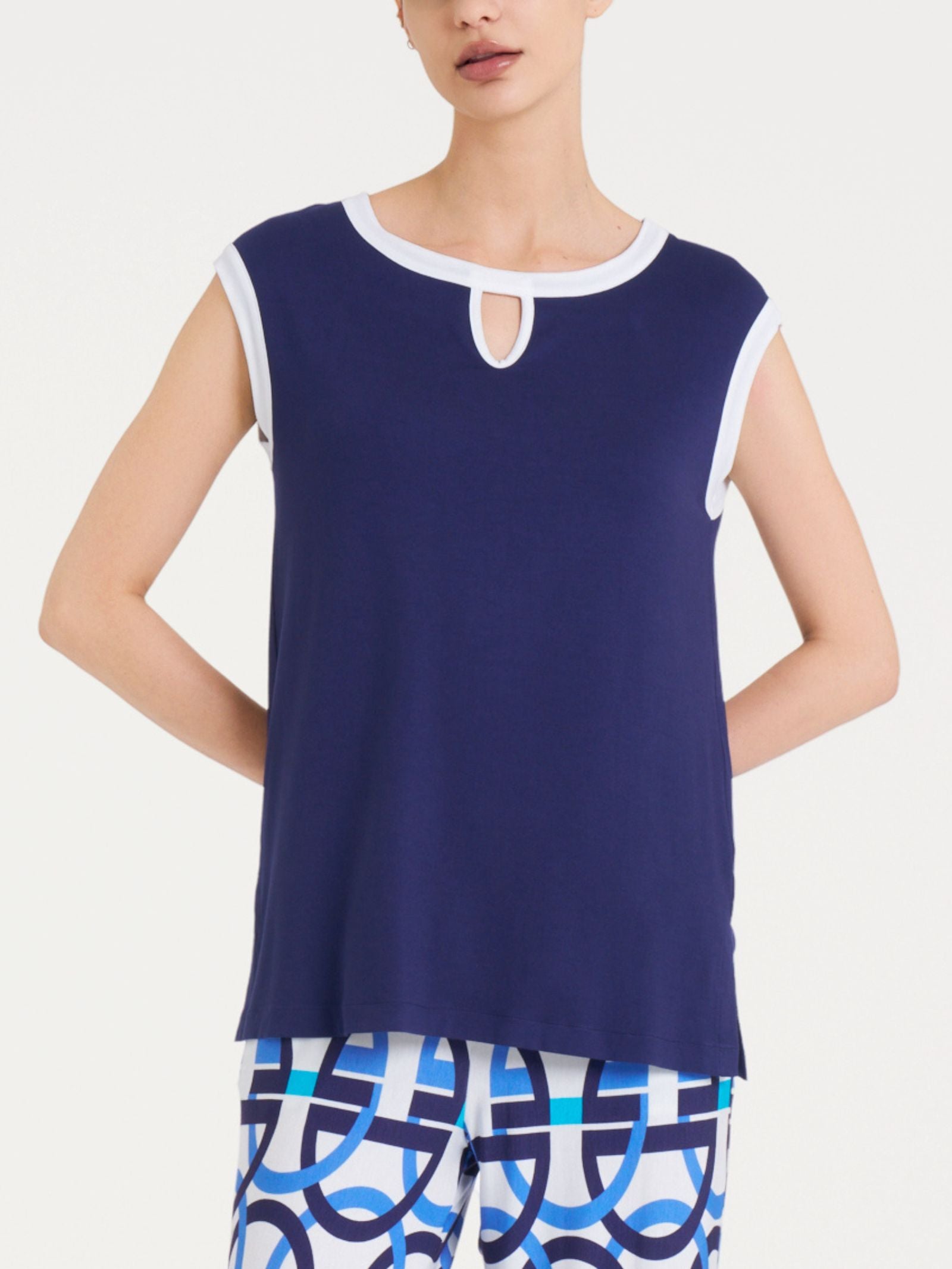 Top con scollo a goccia in Viscosa Summer  Blu Donna - Ragno