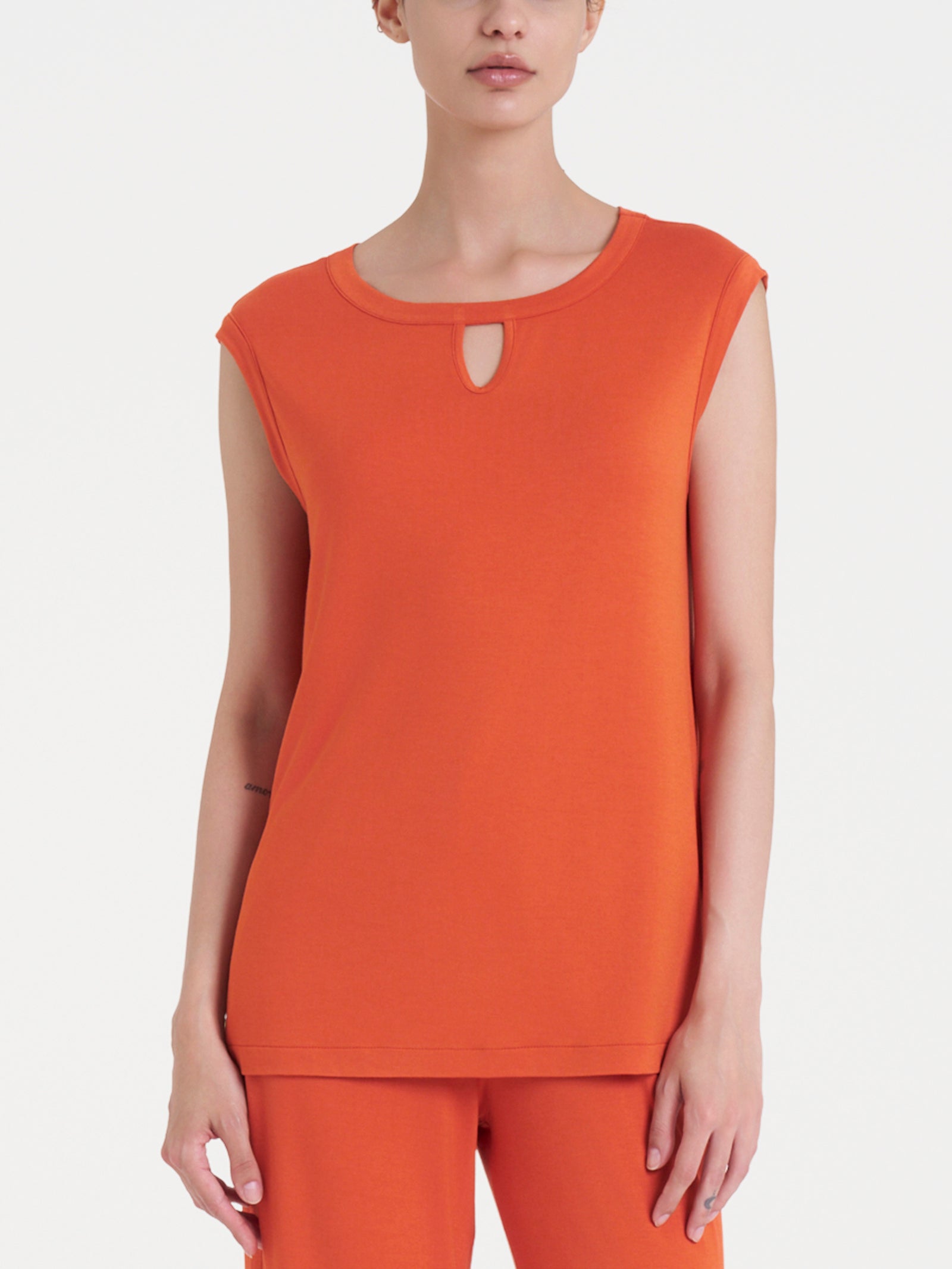 Top con scollo a goccia in Viscosa Summer  Marroni Donna - Ragno