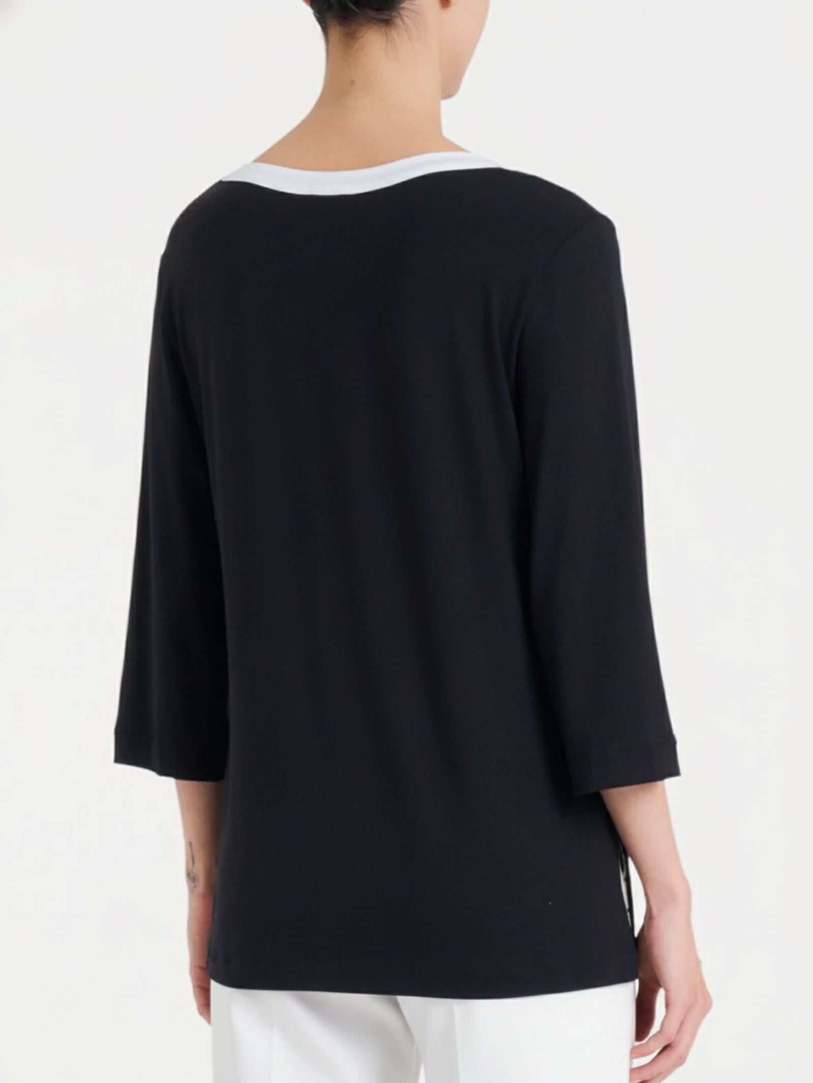 Maglietta con scollo a goccia in Viscosa Summer  Neri Donna - Ragno