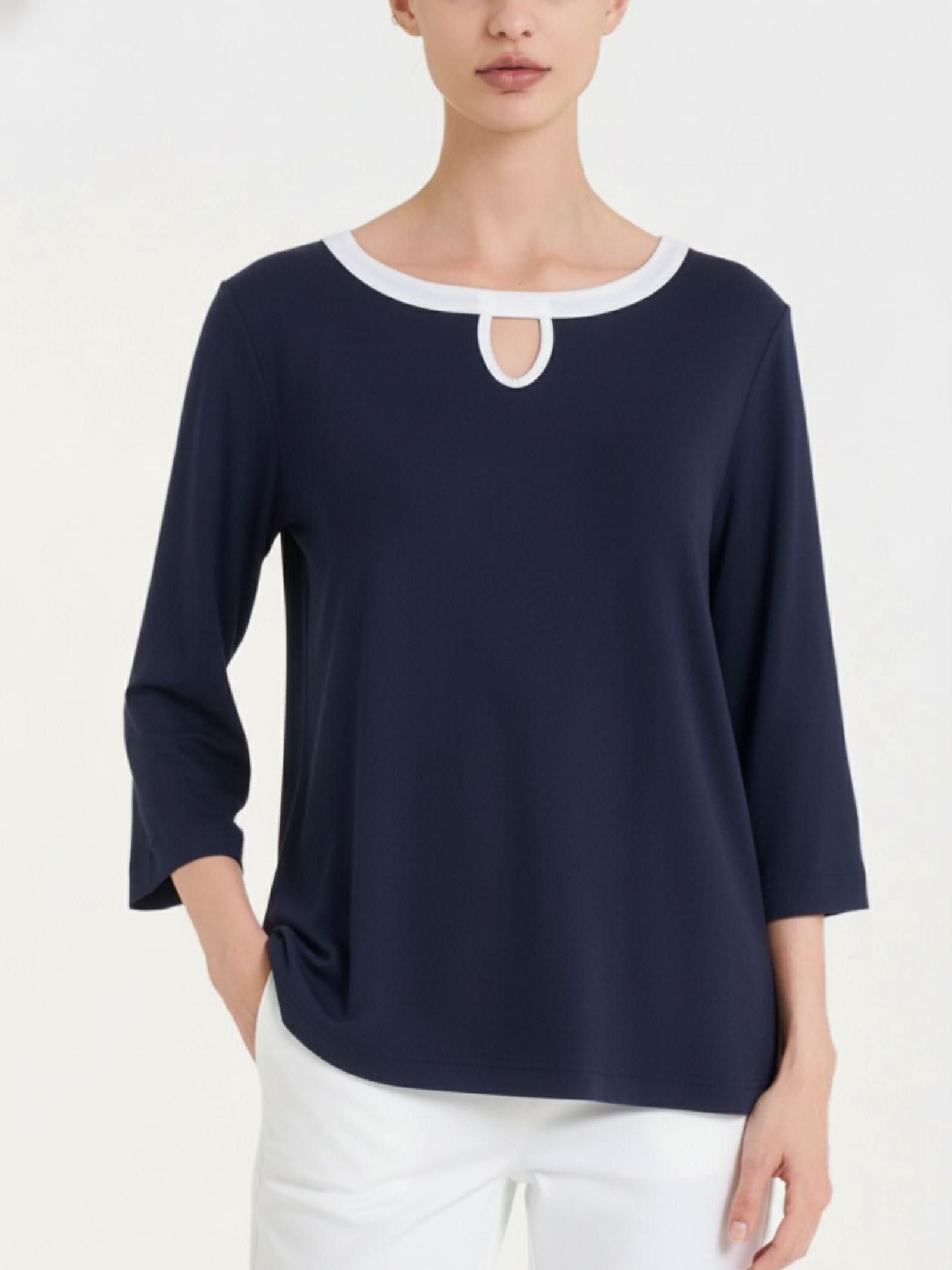 Viscosa Summer Drop Neck T-Shirt Blau Damen - Ragno