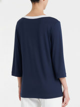 Viscosa Summer Drop Neck T-Shirt Blau Damen - Ragno