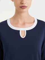 Viscosa Summer Drop Neck T-Shirt Blau Damen - Ragno