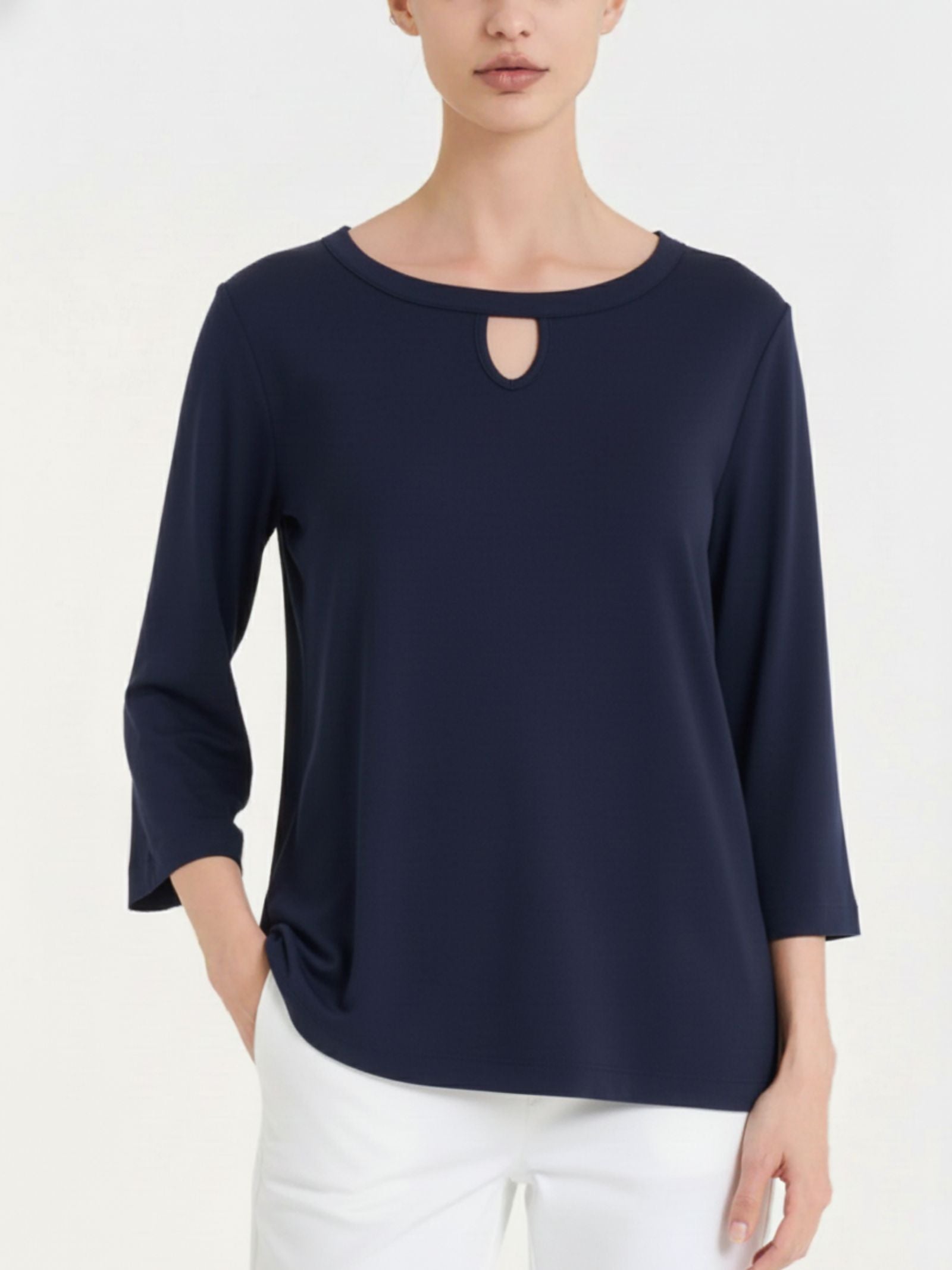 Viscosa Summer Drop Neck T-Shirt Blau Damen - Ragno