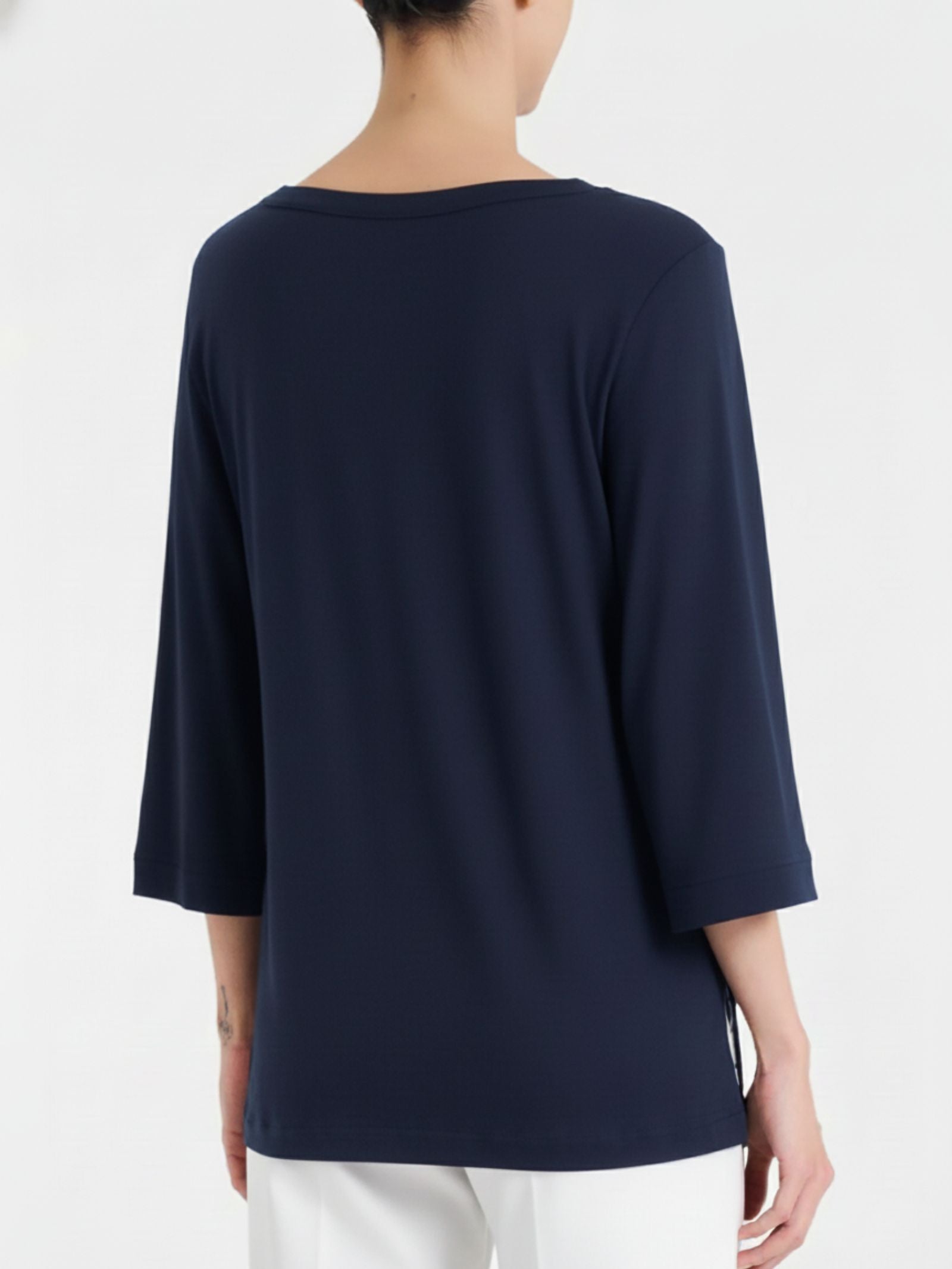Viscosa Summer Drop Neck T-Shirt Blau Damen - Ragno