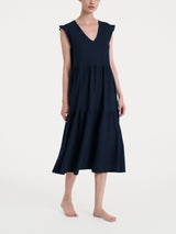 Abito lungo con manichine in Jersey di Cotone Blu Donna - Ragno