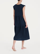 Abito lungo con manichine in Jersey di Cotone Blu Donna - Ragno