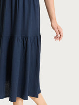 Abito lungo con manichine in Jersey di Cotone Blu Donna - Ragno