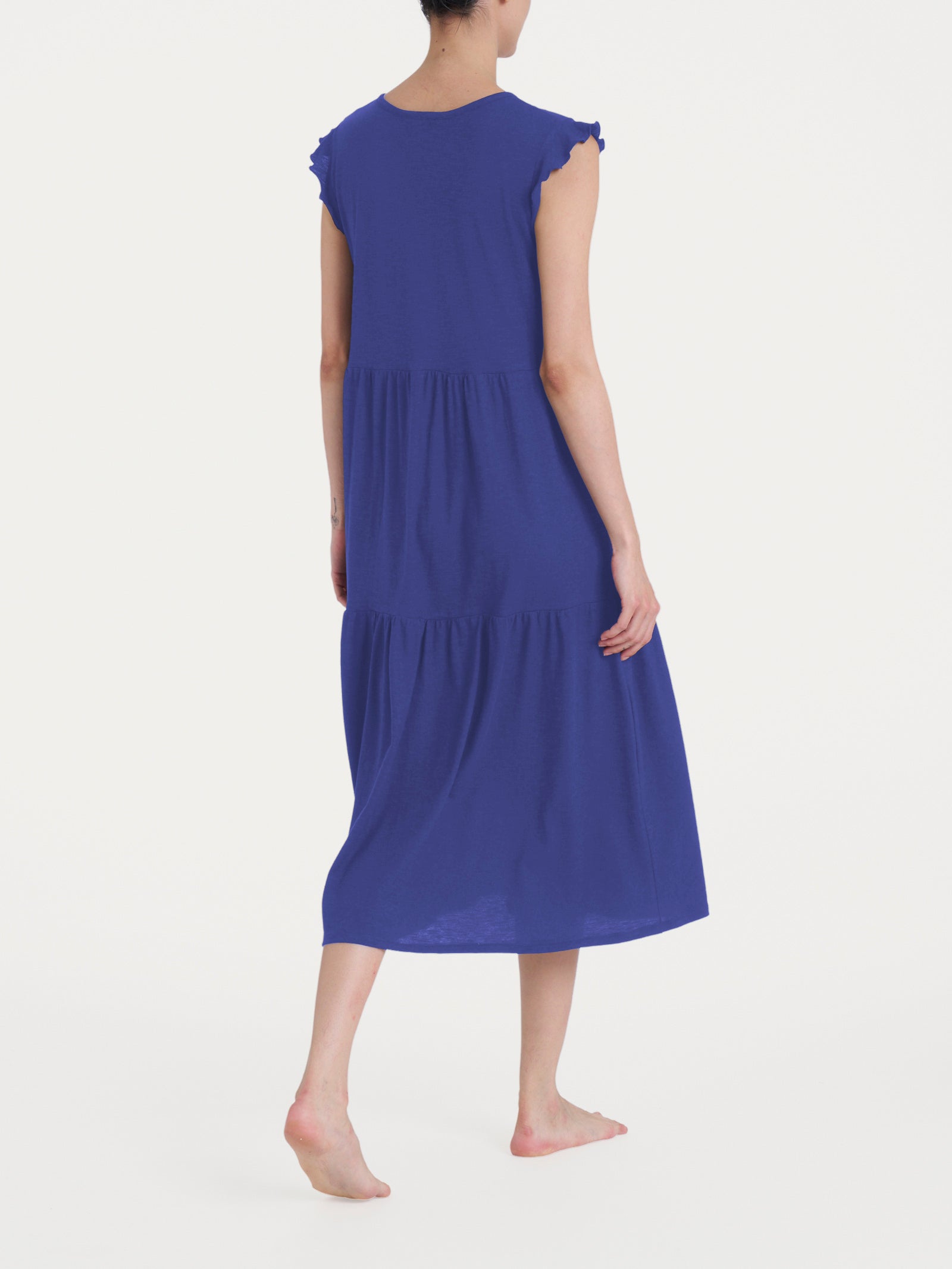 Abito lungo con manichine in Jersey di Cotone Blu Donna - Ragno