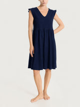 Short Sleeveless Dress in Blue Women's Slub Muslin - Ragno