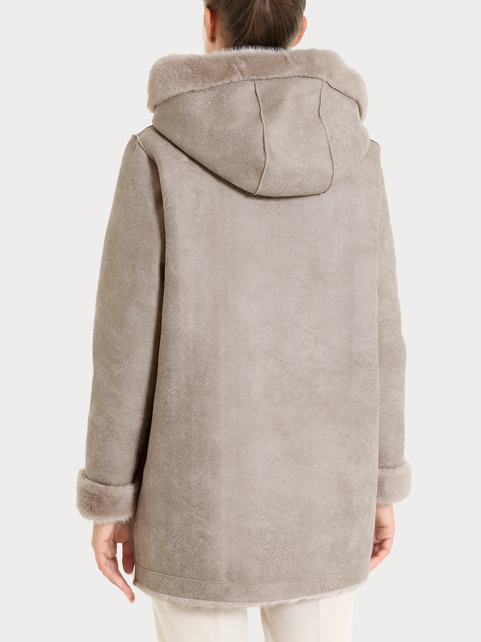 Cappotto con cappuccio double-face in Vegan Fur Grigi Donna - Ragno
