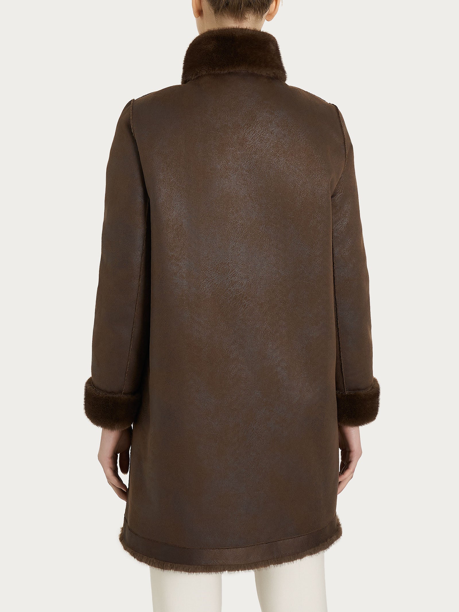 Reversible Coat in Vegan Fur - Chocolate Torte – Ragno