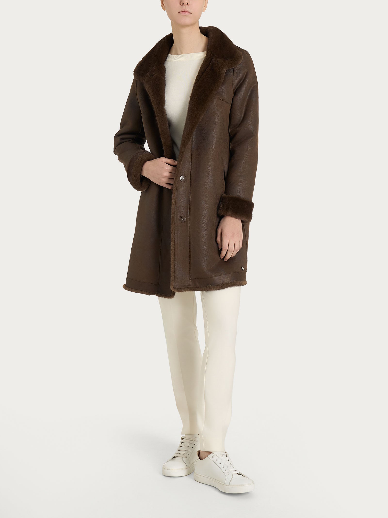 Reversible Coat in Vegan Fur - Chocolate Torte – Ragno
