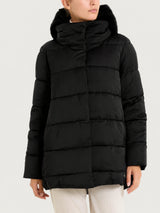 Satin Puffer piumino con effetto fuzzy interno removibile Neri Donna - Ragno