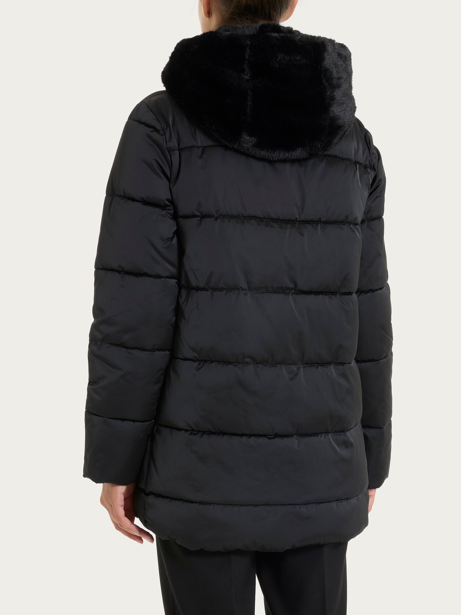 Piumino con Vegan Fur interna removibile Neri Donna - Ragno