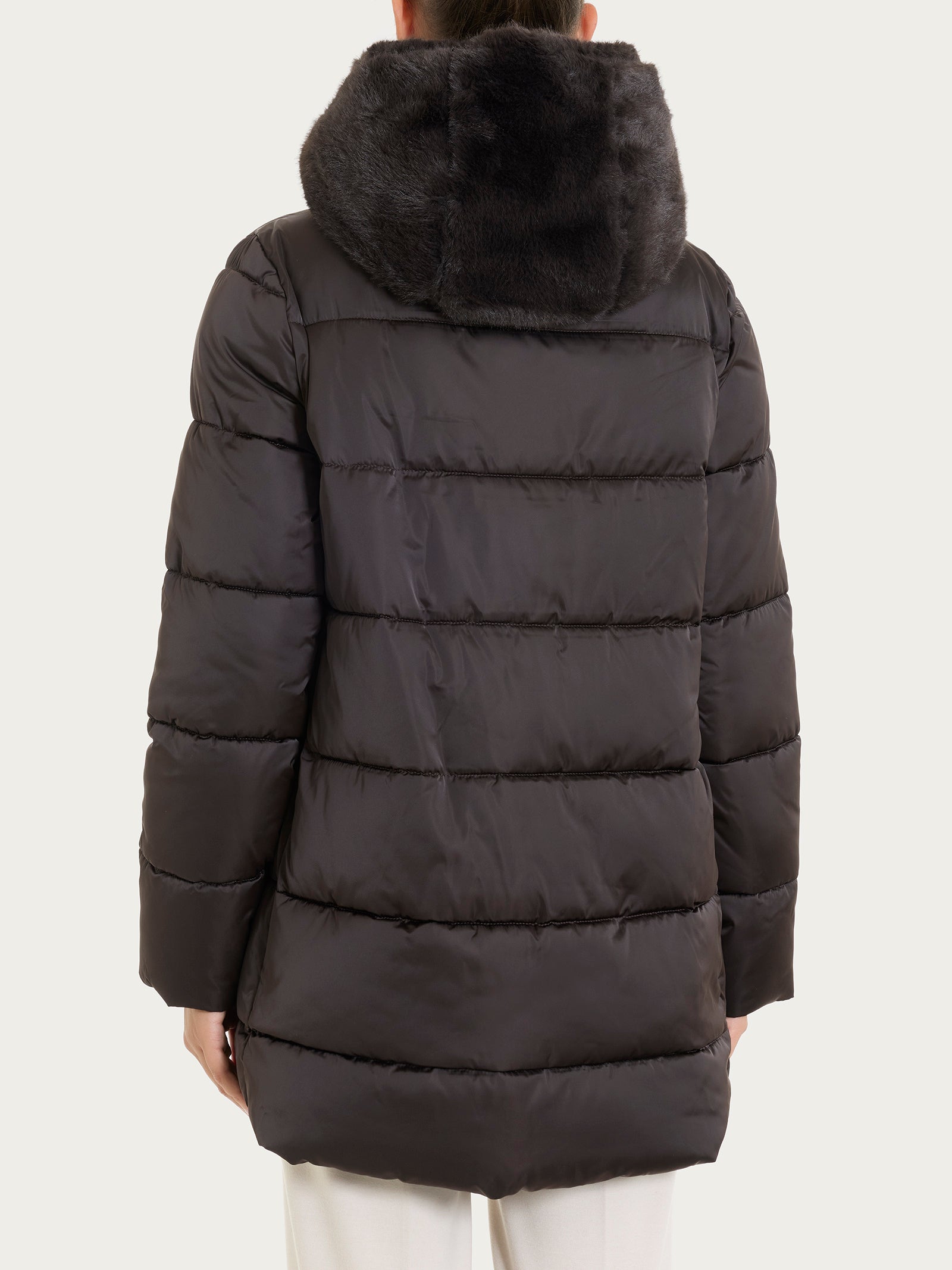Piumino con Vegan Fur interna removibile Marroni Donna - Ragno