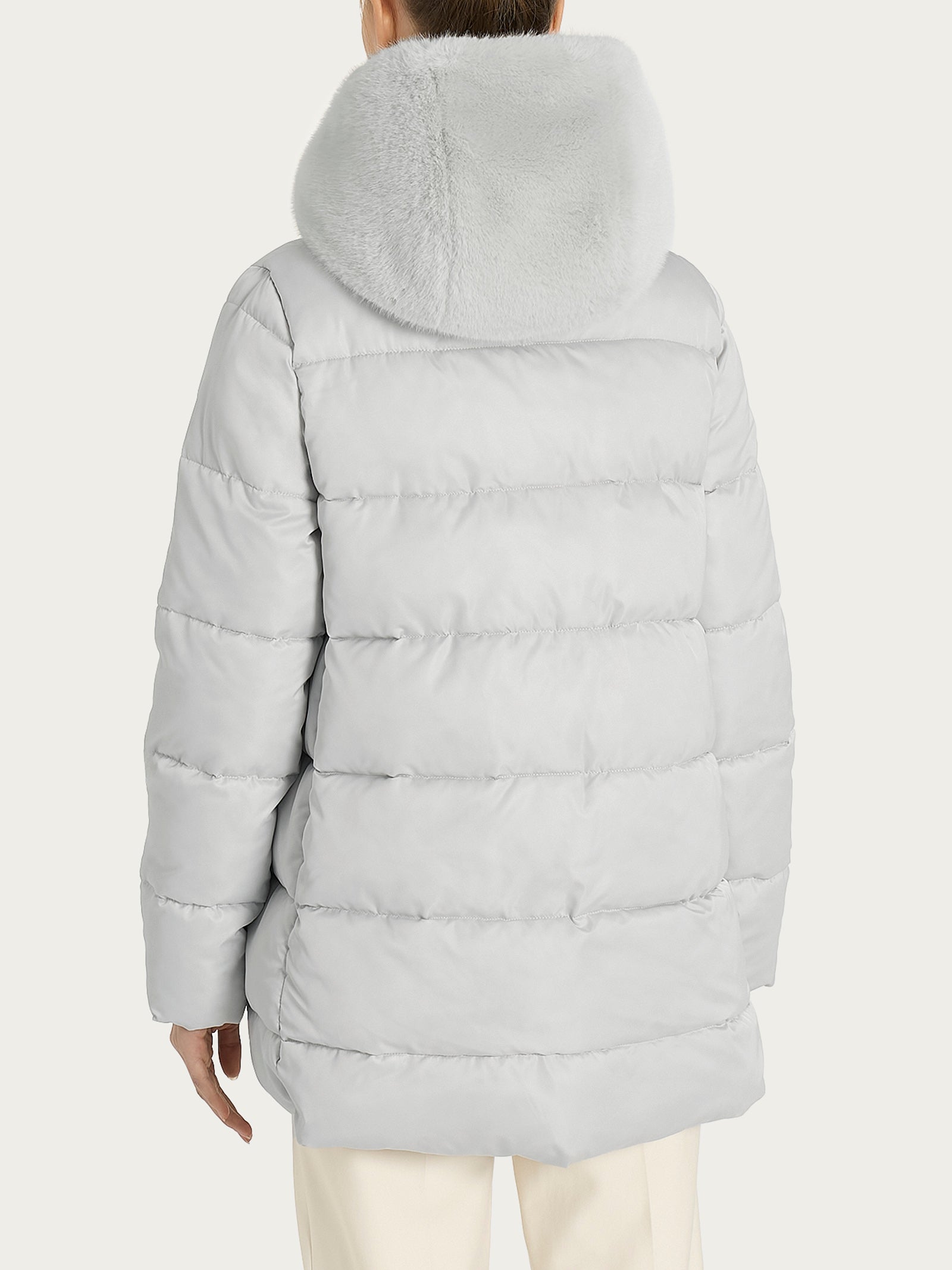Piumino con Vegan Fur interna removibile Grigi Donna - Ragno
