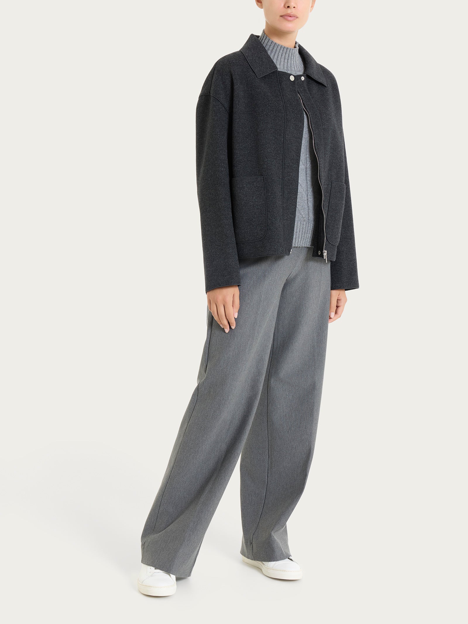 Giacca con collo camicia in Vegan Wool Neri Donna - Ragno