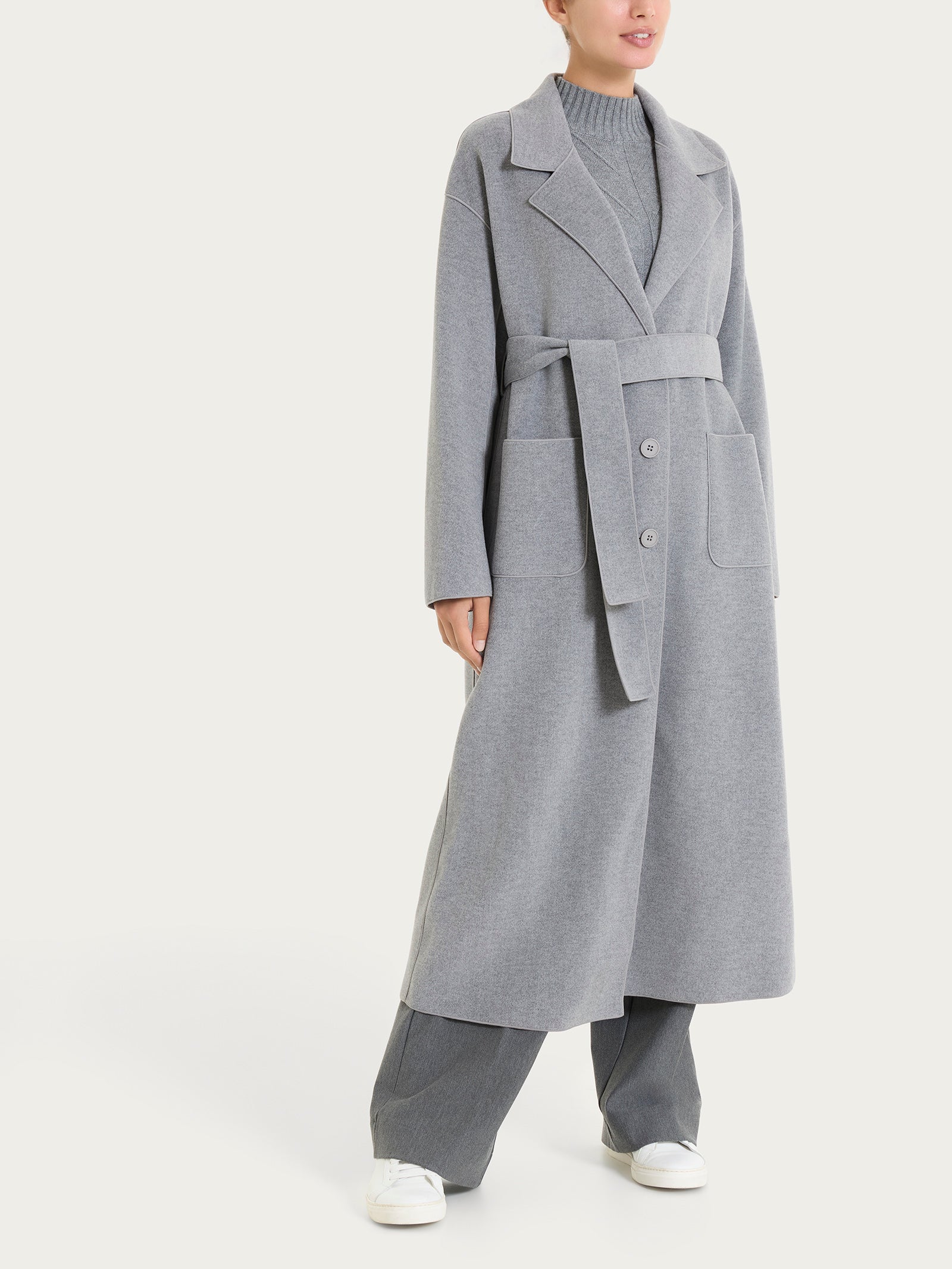 Cappotto lungo in Vegan Wool Neri Donna - Ragno