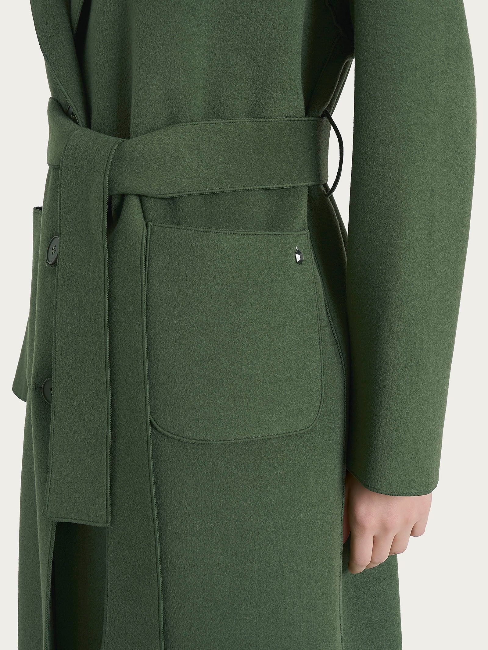 Vegan Wool Long Coat - Bronze Green – Ragno