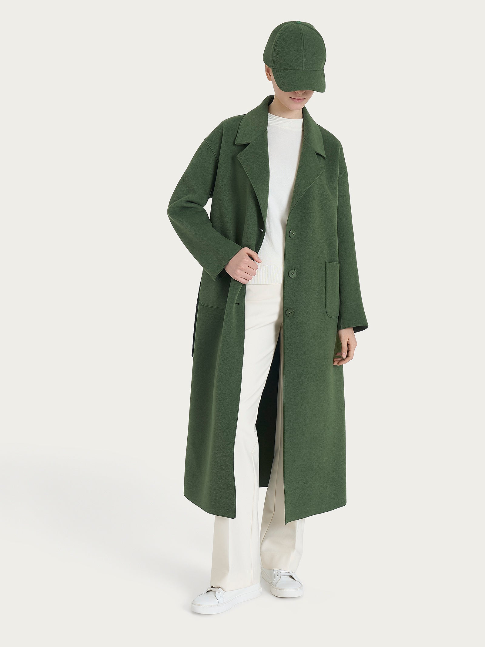Vegan Wool Long Coat - Bronze Green – Ragno